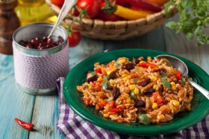 plate of instant pot spanish rice