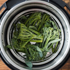 broccoli in steam basket