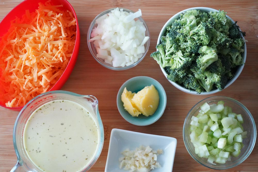 Ingredients for broccoli cheese soup