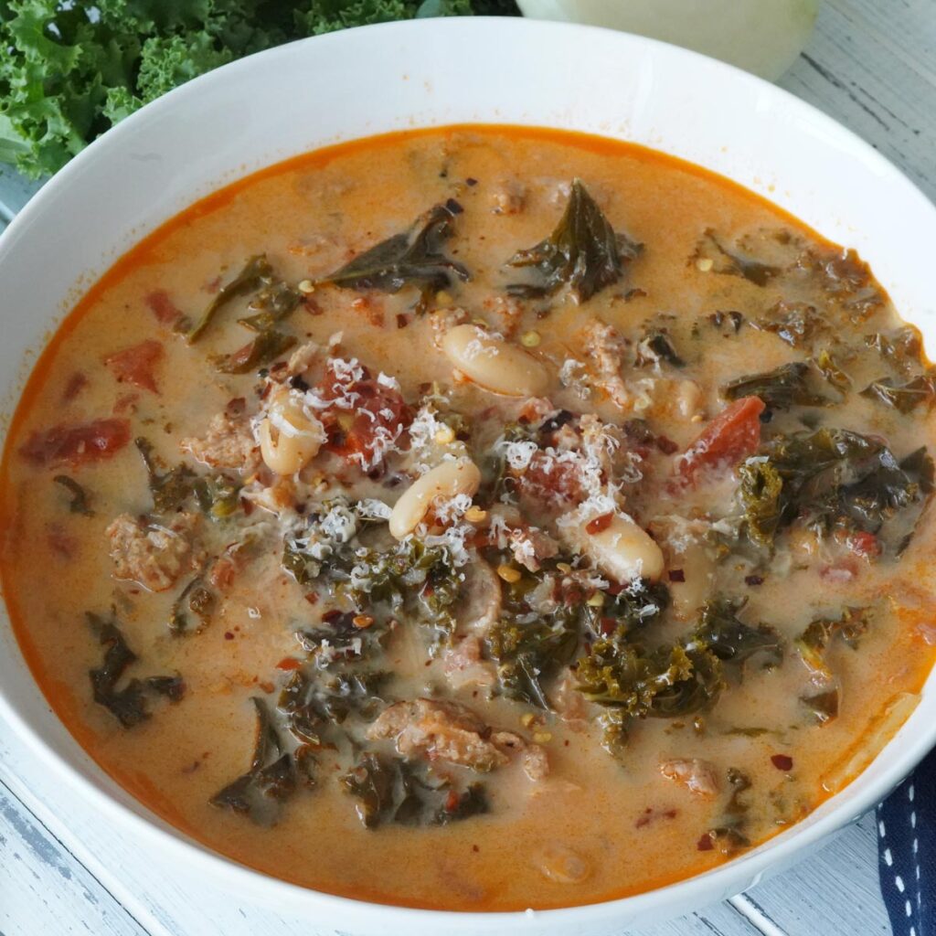 Instant Pot Kale White Bean Sausage Soup A Pressure Cooker Kitchen