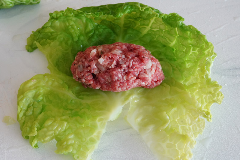 Meat in a cabbage leaf