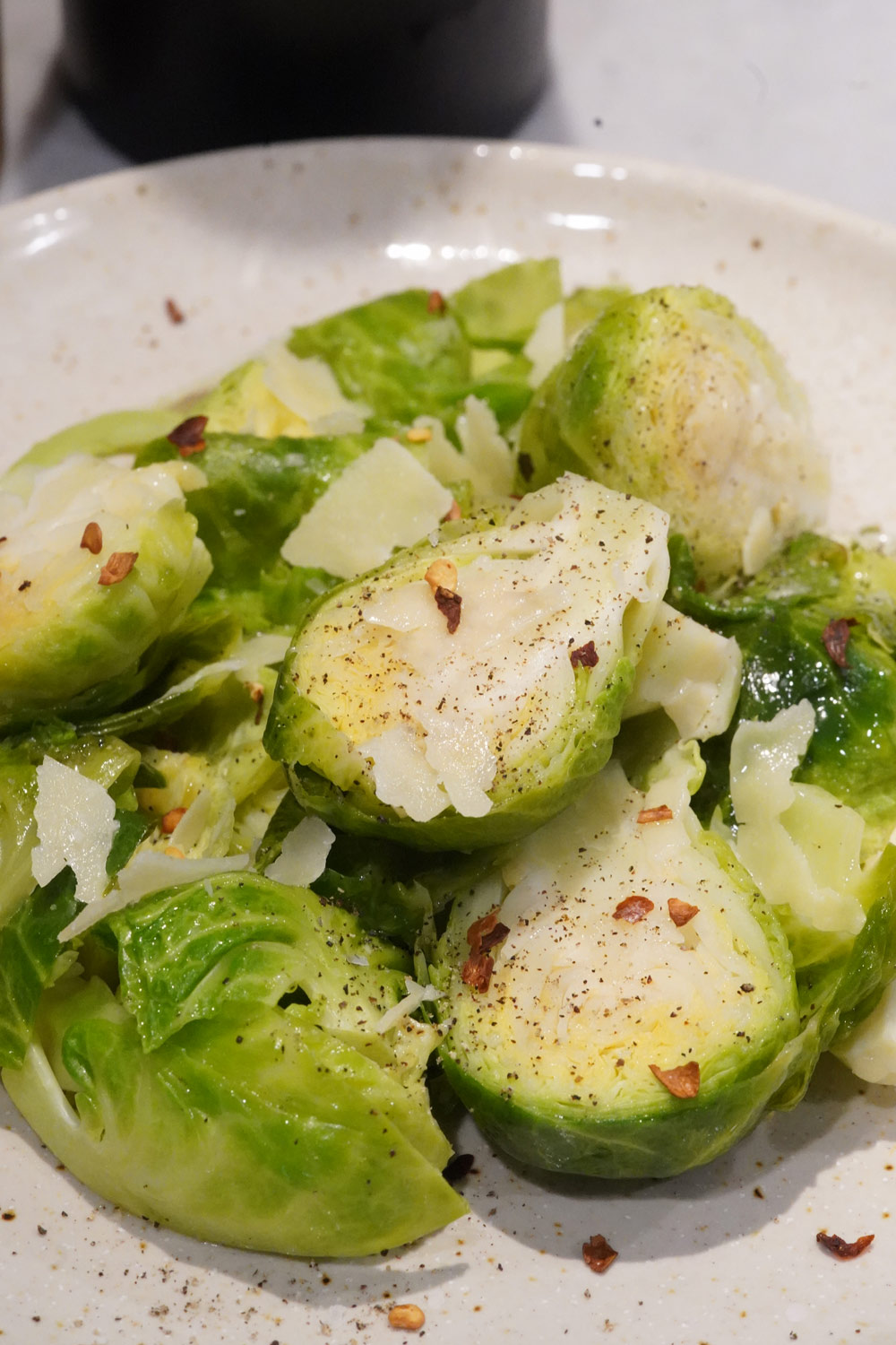 Steamed Brussels sprouts on a plate