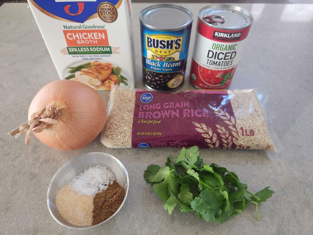 Ingredients for Instant Pot rice and beans