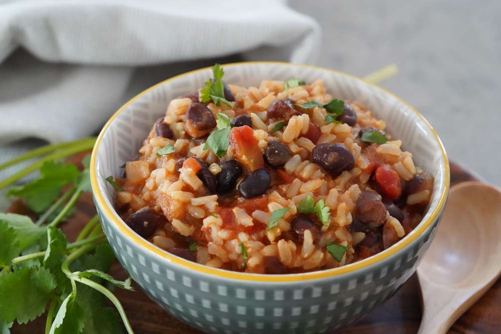 A bowl of Instant Pot rice and beans