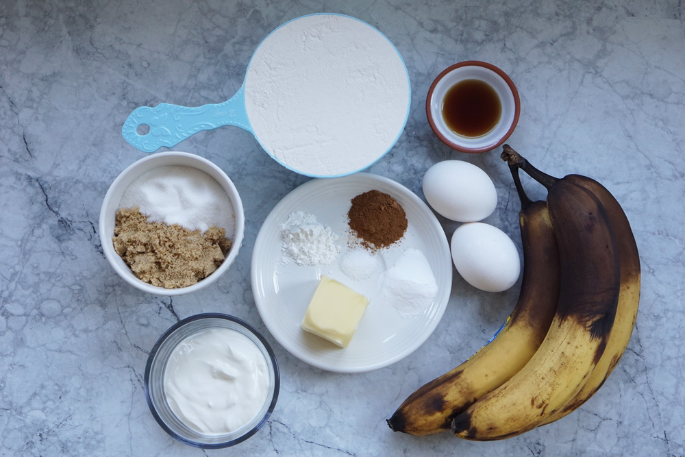 Ingredients for Instant Pot banana bread.