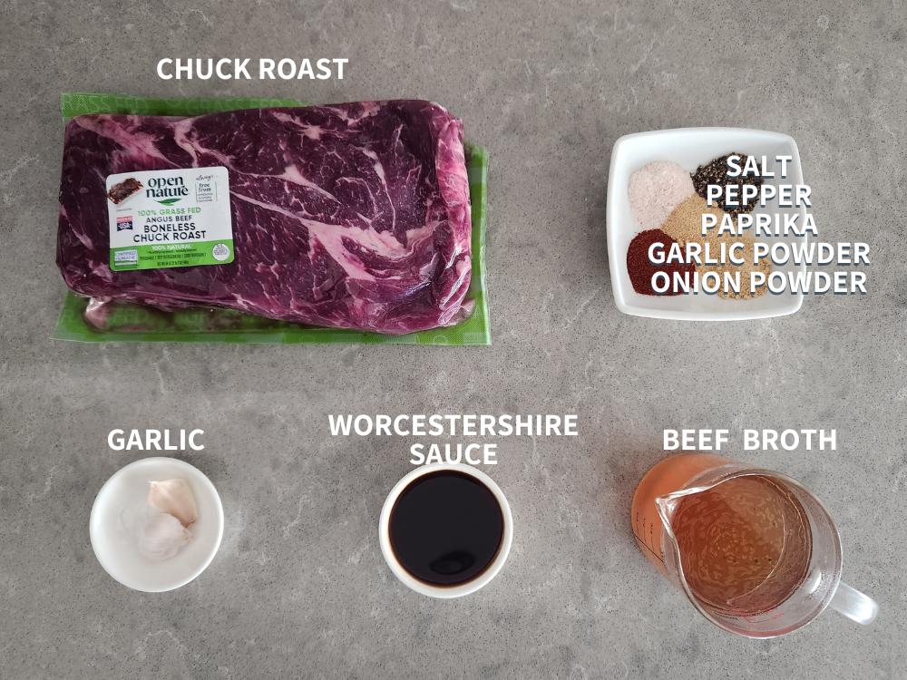 Ingredients for Instant Pot shredded beef