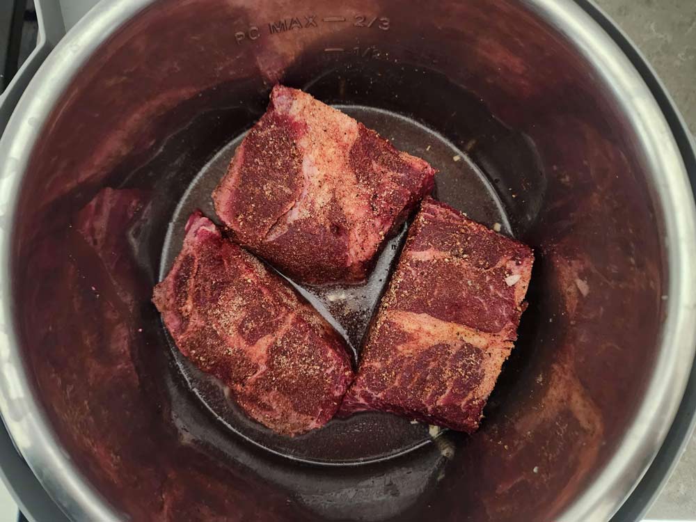 Uncooked beef in the Instant Pot