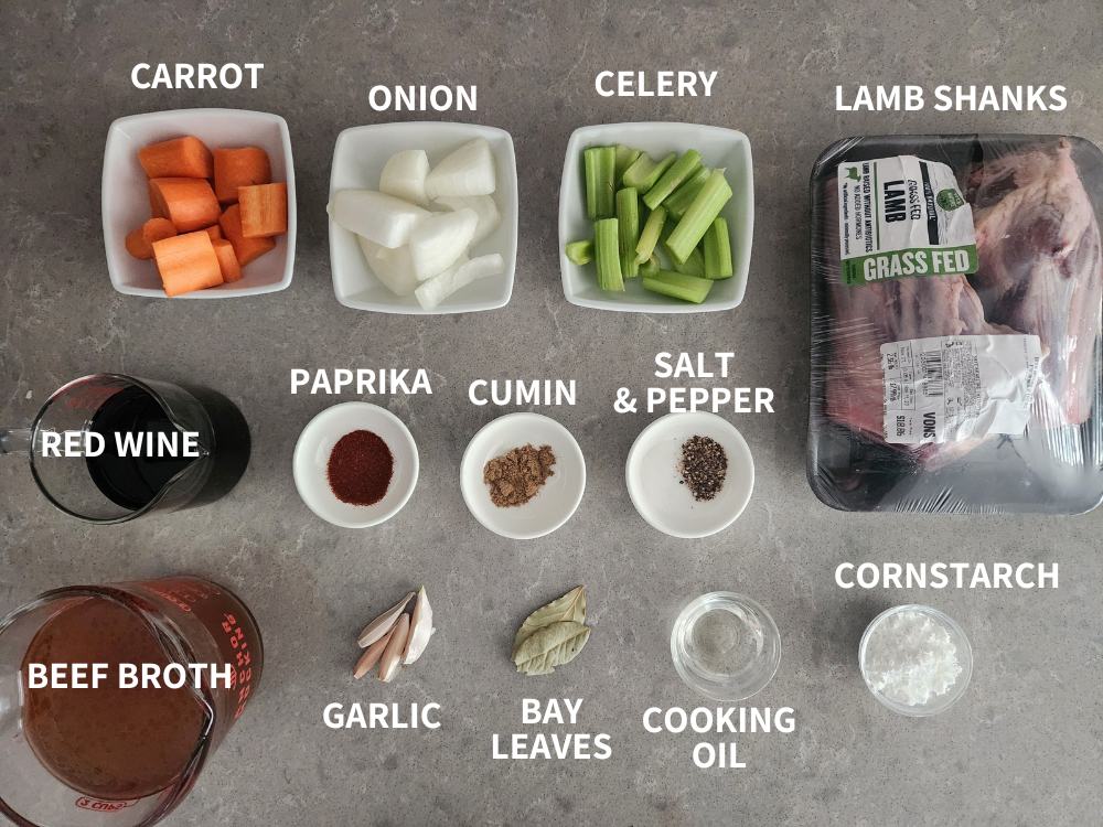 Ingredients for Lamb shanks in the Instant Pot