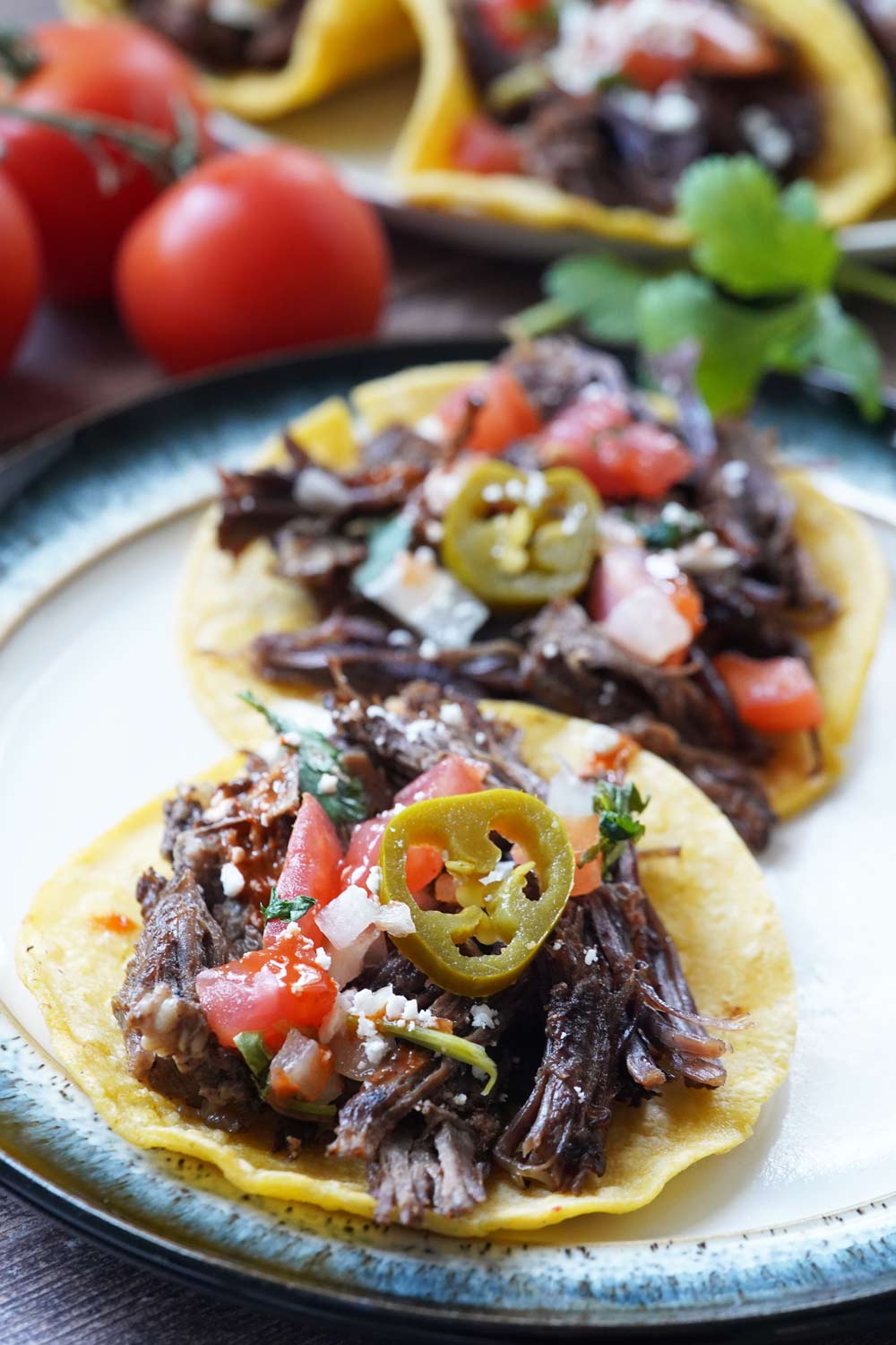 Shredded beef tacos