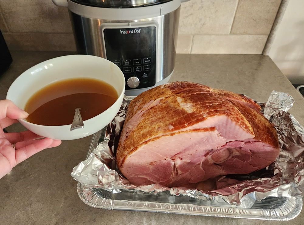 Preparing the spiral ham for cooking