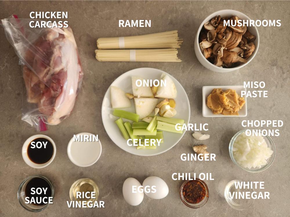 ingredients for Instant Pot miso ramen